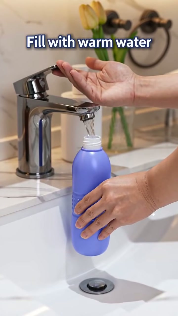 Fill it with warm water from any tap