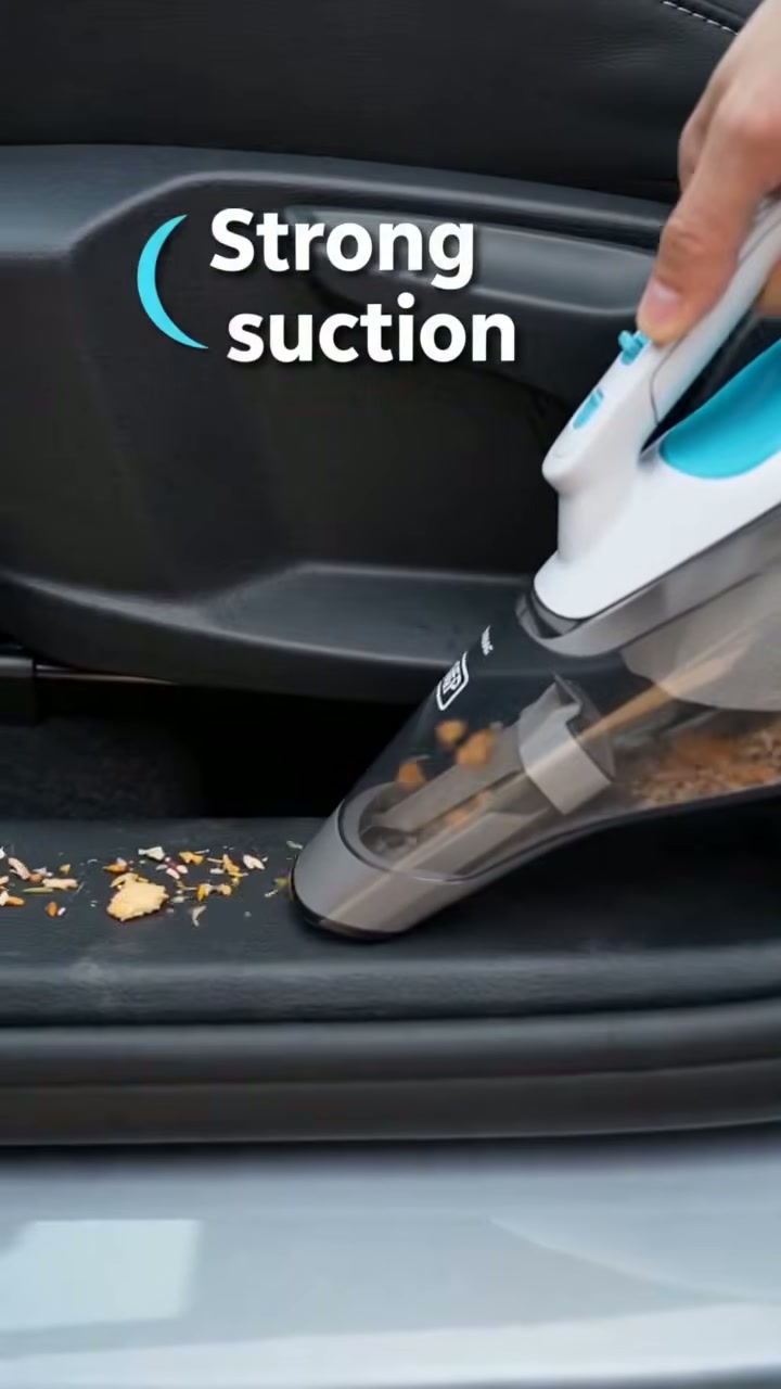 Strong suction lifts crumbs out of seat creases in one pass