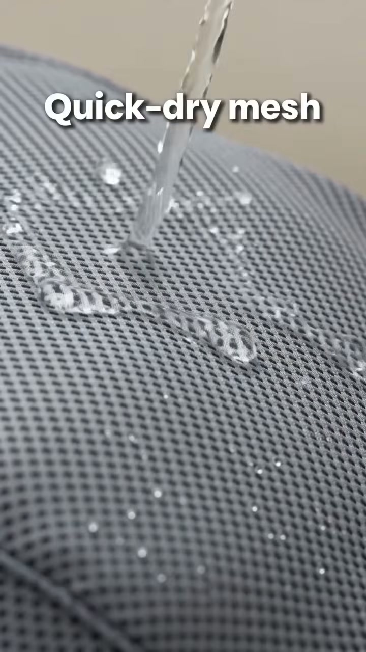 Breathable mesh that drains and dries quickly between baths