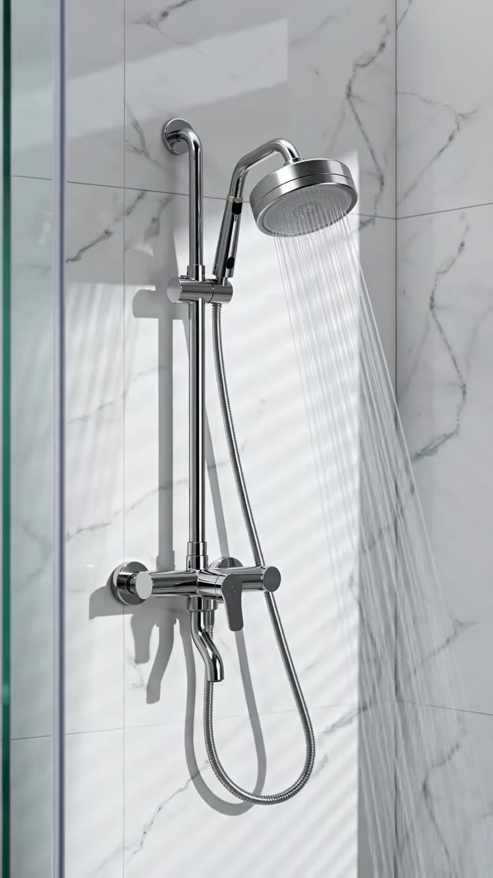 A high-pressure shower head with an inline filter cartridge