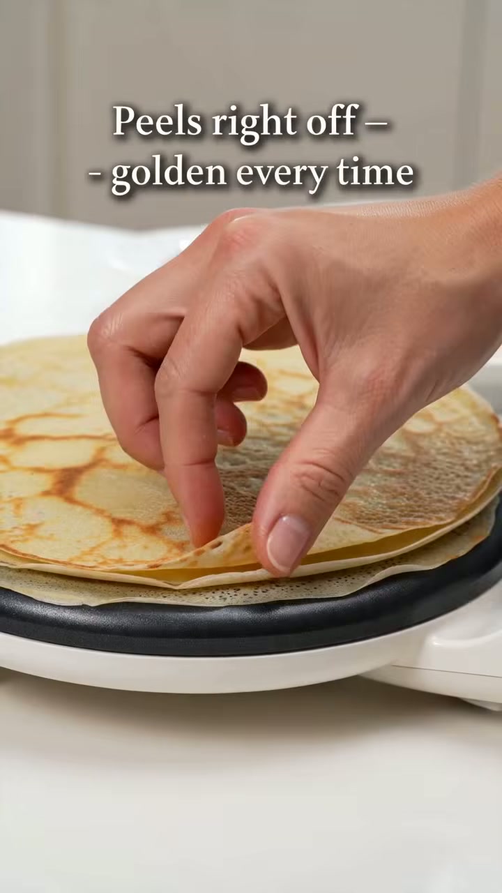 It cooks in seconds and the crepe peels off golden every time
