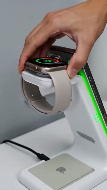Just set the watch on its dock — no cable fumbling