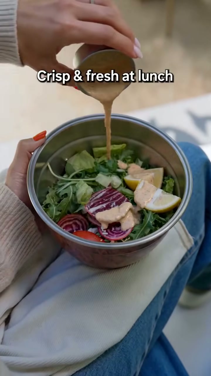Add the dressing at lunch for a salad that isn't soggy