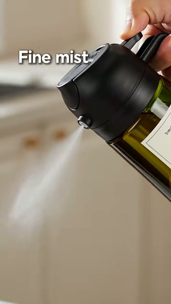 A firm press gives an even mist of oil, not a puddle