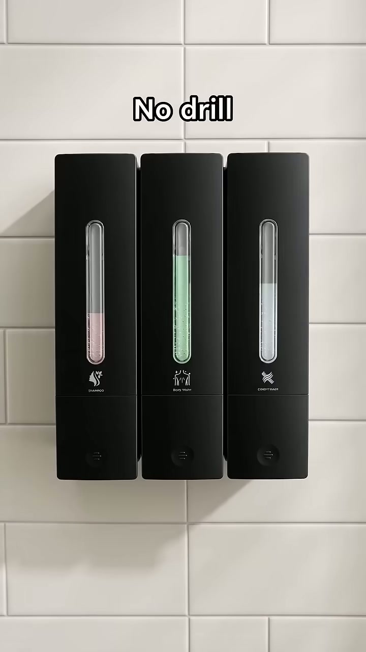 A three-chamber dispenser that sticks on — no drilling