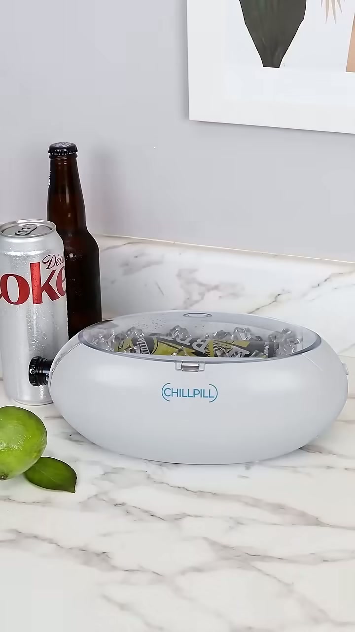 A countertop chiller that cools a warm can or bottle fast