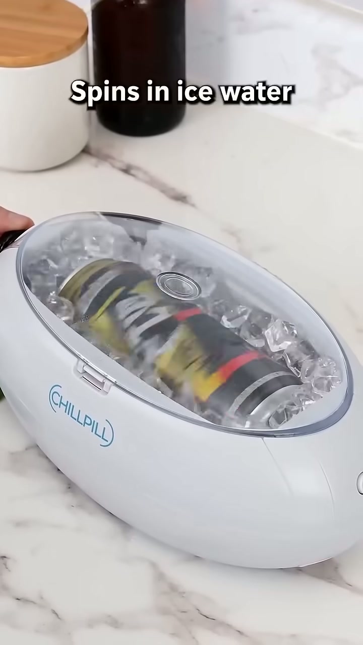 It spins the drink in packed ice to pull the heat out